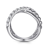 Gabriel & Co. Bujukan Sterling Silver White Sapphire Criss Cross Ladies Ring