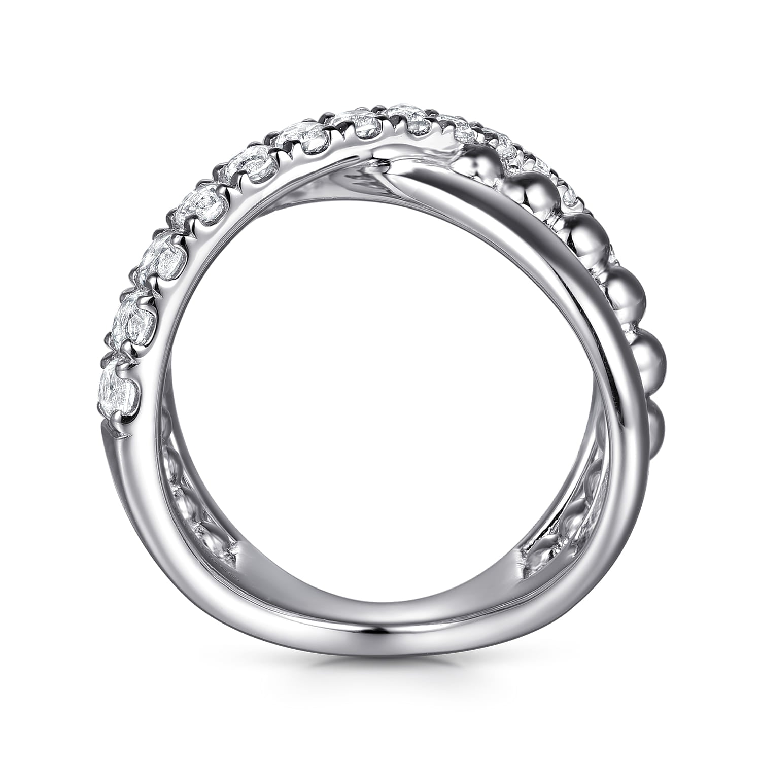 Gabriel & Co. Bujukan Sterling Silver White Sapphire Criss Cross Ladies Ring