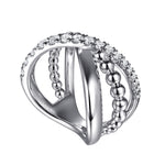 Gabriel & Co. Bujukan Sterling Silver White Sapphire Criss Cross Ladies Ring