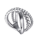 Gabriel & Co. Bujukan Sterling Silver White Sapphire Criss Cross Ladies Ring