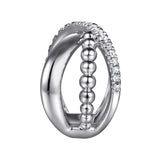 Gabriel & Co. Bujukan Sterling Silver White Sapphire Criss Cross Ladies Ring