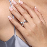 Gabriel & Co. Bujukan Sterling Silver White Sapphire Criss Cross Ladies Ring
