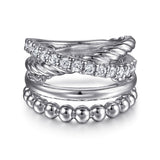 Gabriel & Co. Bujukan Sterling Silver White Sapphire Twisted Easy Stackable Ring