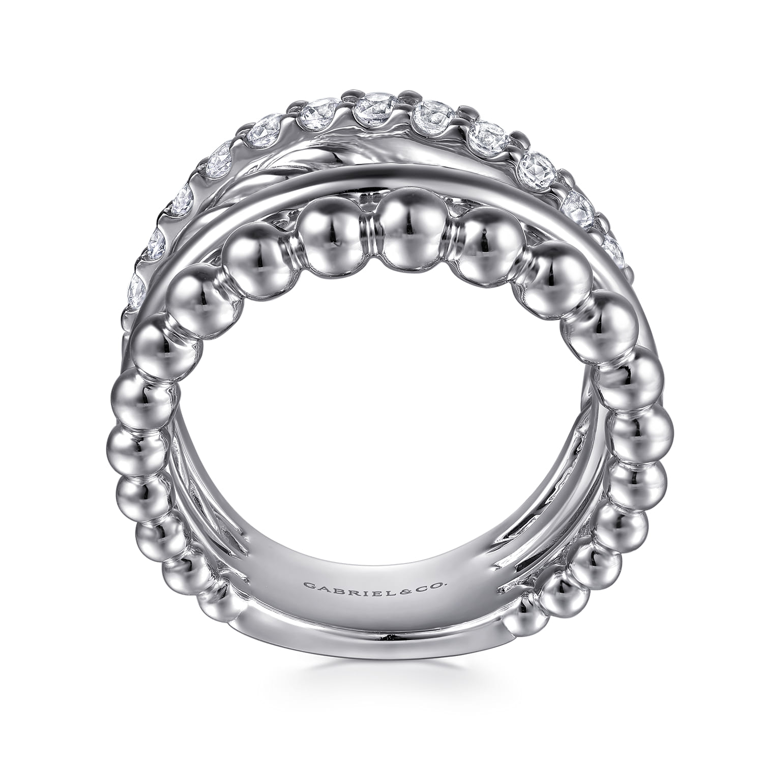 Gabriel & Co. Bujukan Sterling Silver White Sapphire Twisted Easy Stackable Ring