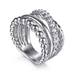 Gabriel & Co. Bujukan Sterling Silver White Sapphire Twisted Easy Stackable Ring