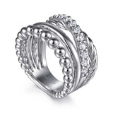 Gabriel & Co. Bujukan Sterling Silver White Sapphire Twisted Easy Stackable Ring