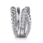Gabriel & Co. Bujukan Sterling Silver White Sapphire Twisted Easy Stackable Ring