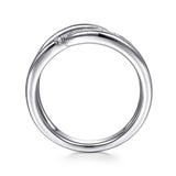 925 Sterling Silver Diamond Bypass Wrap Ring
