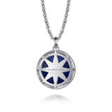 Gabriel & Co. Polaris Sterling Silver Diamond and Lapis Compass Pendant Men's Necklace 22 Inch