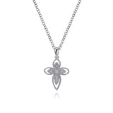 Gabriel & Co. 925 Sterling Silver Openwork Diamond Cross Necklace | NK3261SV5JJ
