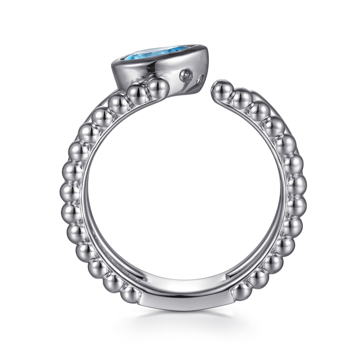 Gabriel & Co. Bujukan Sterling Silver Pear Swiss Blue Topaz Open Ring