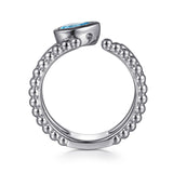 Gabriel & Co. Bujukan Sterling Silver Pear Swiss Blue Topaz Open Ring