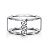 Gabriel & Co. LR53173 twisted smart ring enhancer for Oura ring in 925 sterling silver, front view