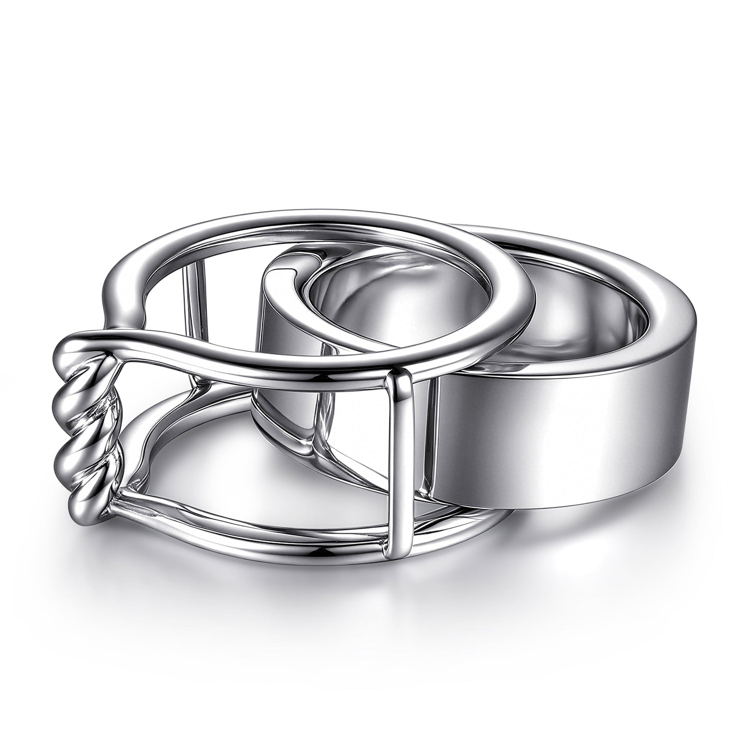 Gabriel & Co. twisted smart ring enhancer worn with an Oura ring