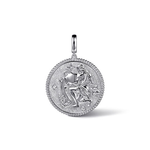 925 Sterling Silver White Sapphire Bujukan Zodiac Medallion Pendant With Detachable Bail