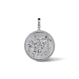925 Sterling Silver White Sapphire Bujukan Zodiac Medallion Pendant With Detachable Bail