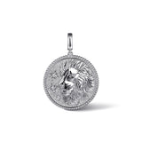 925 Sterling Silver White Sapphire Bujukan Zodiac Medallion Pendant With Detachable Bail
