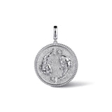 925 Sterling Silver White Sapphire Bujukan Zodiac Medallion Pendant With Detachable Bail