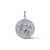 925 Sterling Silver White Sapphire Bujukan Zodiac Medallion Pendant With Detachable Bail