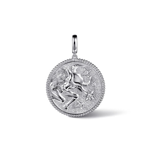 925 Sterling Silver White Sapphire Bujukan Zodiac Medallion Pendant With Detachable Bail