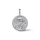 925 Sterling Silver White Sapphire Bujukan Zodiac Medallion Pendant With Detachable Bail