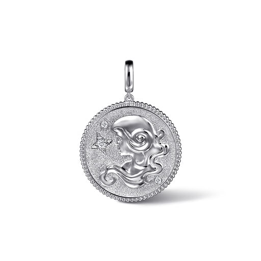 925 Sterling Silver White Sapphire Bujukan Zodiac Medallion Pendant With Detachable Bail