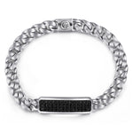 Gabriel & Co. Sterling Silver and Black Spinel Men's ID Bracelet