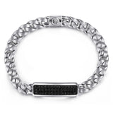 Gabriel & Co. Sterling Silver and Black Spinel Men's ID Bracelet