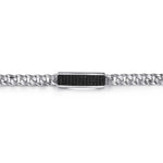 Gabriel & Co. Sterling Silver and Black Spinel Men's ID Bracelet