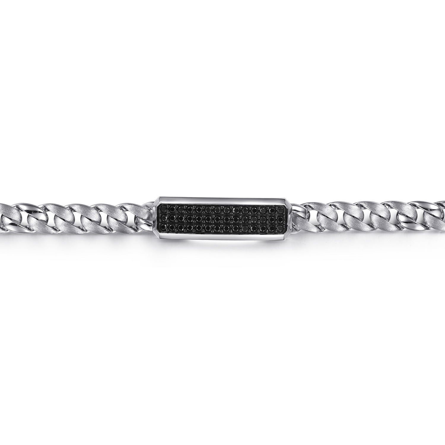 Gabriel & Co. Sterling Silver and Black Spinel Men's ID Bracelet
