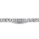 Gabriel & Co. Sterling Silver and Black Spinel Men's ID Bracelet