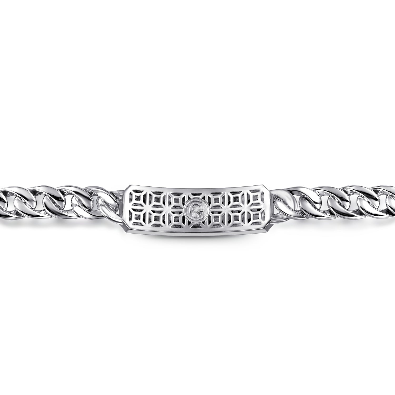Gabriel & Co. Sterling Silver and Black Spinel Men's ID Bracelet