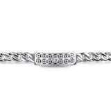 Gabriel & Co. Sterling Silver and Black Spinel Men's ID Bracelet