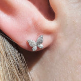 14KT White Gold Diamond Butterfly Stud Earrings – Elegant & Timeless Sparkle