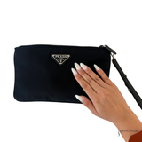 Prada Tessuto Nylon Wristlet Clutch Pouch – Black – Pre-Owned