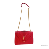 Saint Laurent Classic Monogram Envelope Satchel Matelasse Chevron Leather Large Handbag Pre-Owned