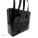 Chanel Patent Leather Logo Shopping Tote Handbag Square Shoulder Bag Pre Owned Vintage