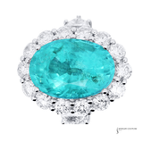GIA Certified 10.03CT Natural Paraiba Tourmaline & Diamond Ring in 18K White Gold – Luxury Greenish Blue Paraiba Cocktail Ring Size 6.5