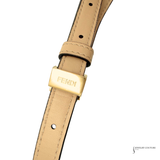 FENDI Swarovski Crystal FAB SHOULDER Beige Neutral Flat baguette leather crossbody bag Pre-Owned