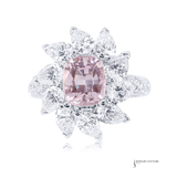 14K White Gold Natural Pink Sapphire & Diamond Floral Halo Ring