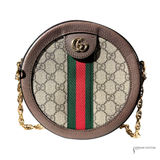 Gucci GG Supreme Ophidia Mini round cloth crossbody bag Monogram Web Brown Pre-Loved