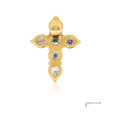 14K Yellow Gold Lab-Grown Diamond Cross Pendant Elegant Cluster Cross | Fine Jewelry