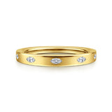 14K Yellow Gold 5 Stone Burnish Set Marquise Diamond Anniversary Band - 0.16 c