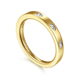 14K Yellow Gold 5 Stone Burnish Set Marquise Diamond Anniversary Band - 0.16 c
