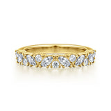 14K Yellow Gold Prong Marquise and Round Diamond Anniversary Band - 0.6 ct