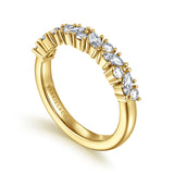 14K Yellow Gold Prong Marquise and Round Diamond Anniversary Band - 0.6 ct