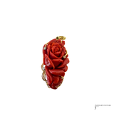 Vintage 14K Yellow Gold Coral Rose Diamond Pendant Estate Jewelry | In-Store