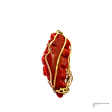 Vintage 14K Yellow Gold Coral Rose Diamond Pendant Estate Jewelry | In-Store