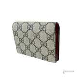 Authentic Gucci GG Supreme Monogram Cherry Card Case Wallet in Hibiscus Red | Pre-Owned