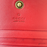 Authentic Gucci GG Supreme Monogram Cherry Card Case Wallet in Hibiscus Red | Pre-Owned